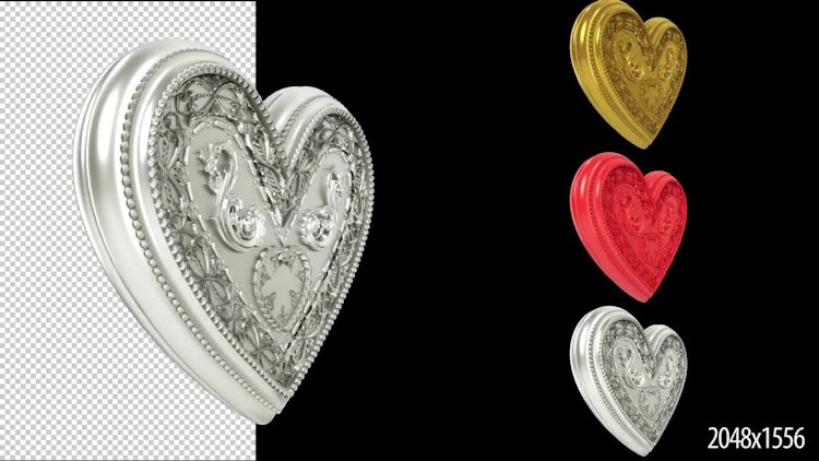 Rotating 3D Ornate Hearts Pack: Stock Motion Graphics