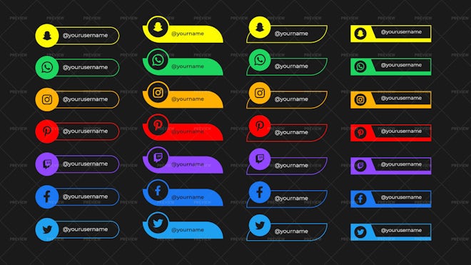 28 Bright Social Media Lower Thirds - Graphics | Motion Array