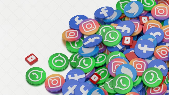 3D Social Media Icons Background - Graphics | Motion Array