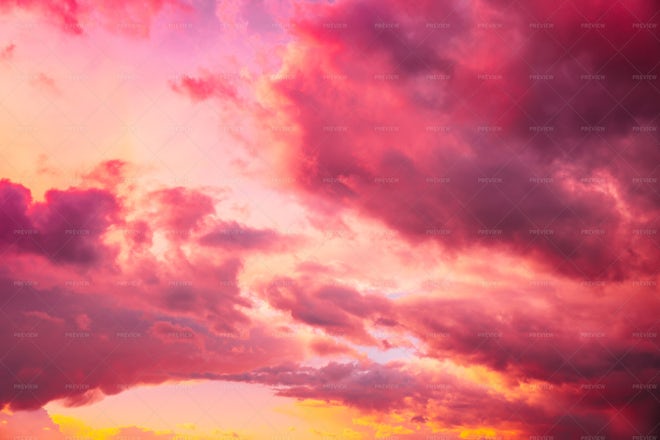 Dramatic Soft Sunset Cloud Vibrant Color Background Stock Image