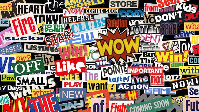 A Random Selection of Word Cut Out from Old Magazines Stock Image - Image  of information, colorful: 108553559