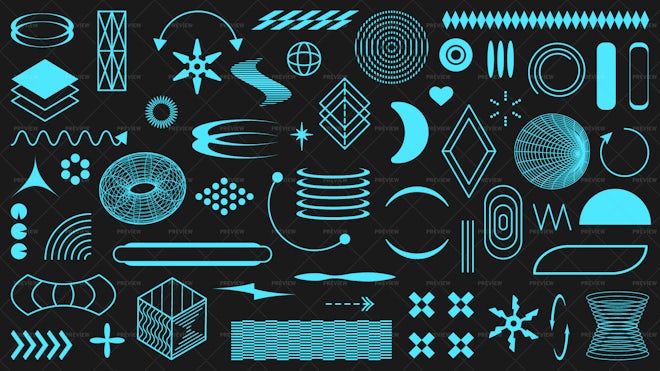 Sci fi geometric stickers futuristic shapes Vector Image