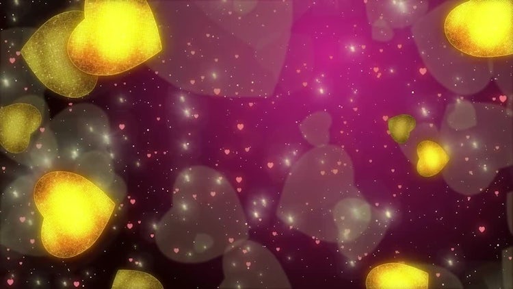 Valentines Day Gold Hearts Red Background: Stock Motion Graphics