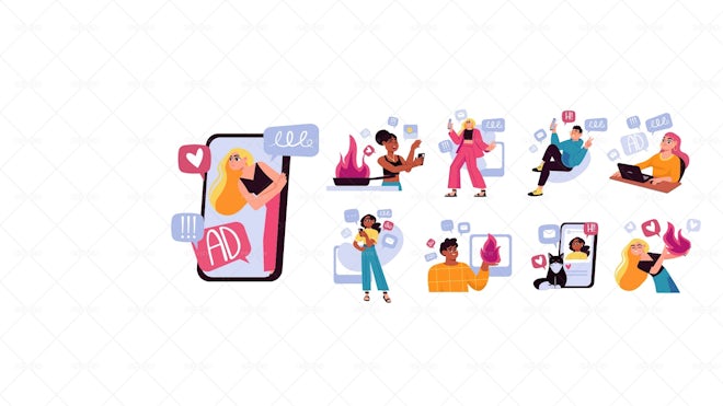 9 Texting Characters Illustrations - Graphics | Motion Array