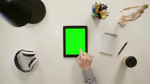 Man Scrolling On Tablet: Stock Video