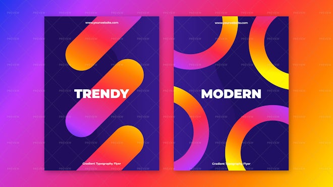 2 Simple Gradient Shape Posters - Graphics | Motion Array