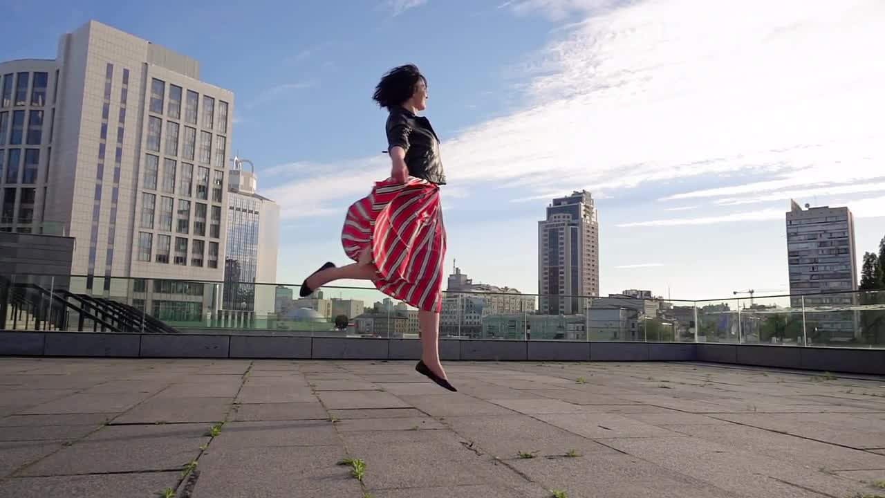 Woman Jumping In SlowMotion Stock Video Motion Array