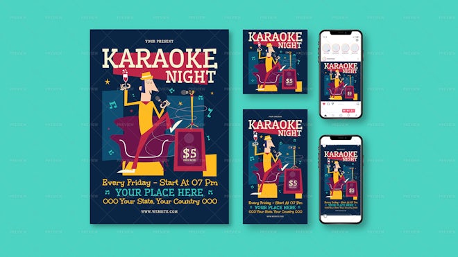 Karaoke Night Invitation Template - Graphics | Motion Array