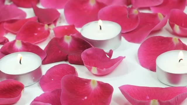 Candles And Rose Petals: Stock Video