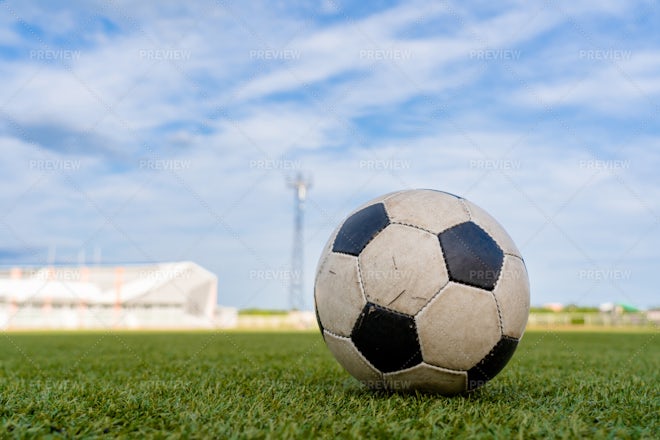 Soccer ball on the football field Stock Photo by ©GekaSkr 271137032