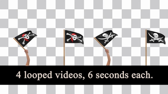 Loopable waving colored Jolly Roger pirate flag animation Stock