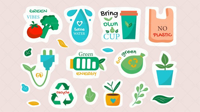 Eco Waste Stickers - Graphics | Motion Array