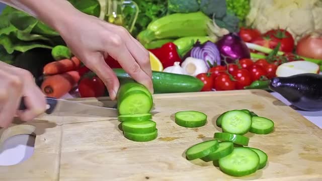 Slicing Vegetables: Stock Video