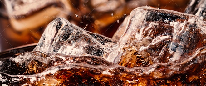 Cola Glass With Ice Cubes Stock Photo - Download Image Now - Cola