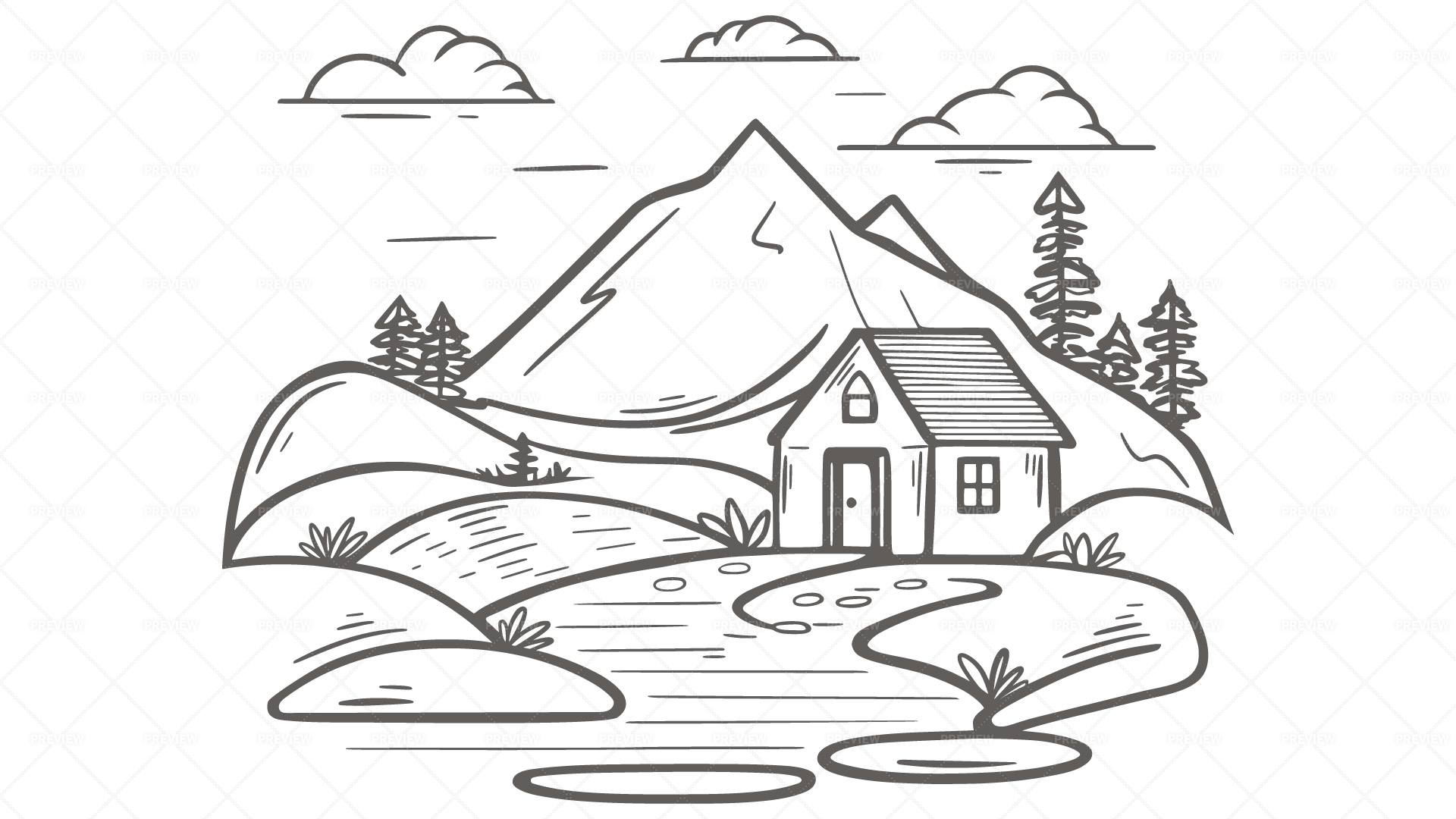 Mountain House Stock Illustration - Download Image Now - Beauty In Nature,  Built Structure, Day - iStock