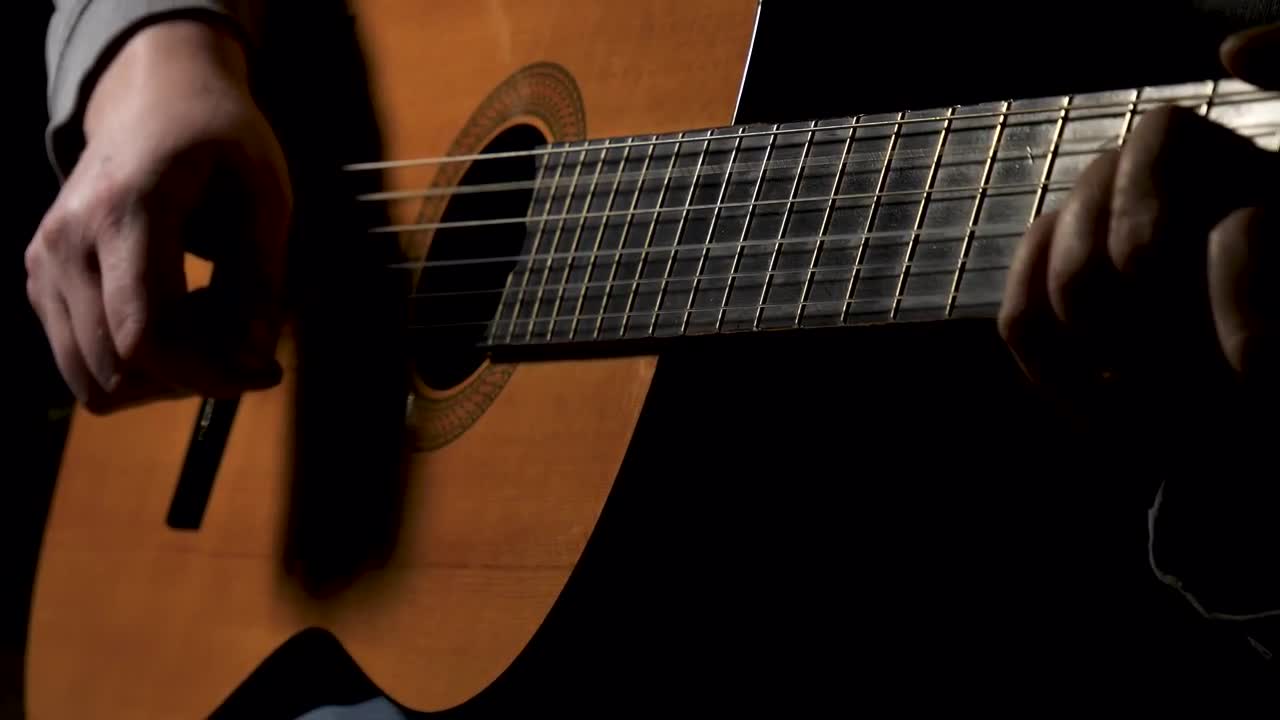 Playing Guitar Close Up Stock Video Motion Array