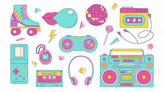 21 Retro Elements In 90s Style - Graphics | Motion Array