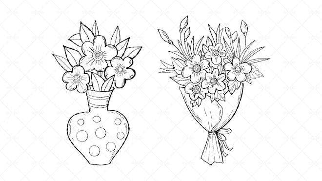 bunch of flowers outline