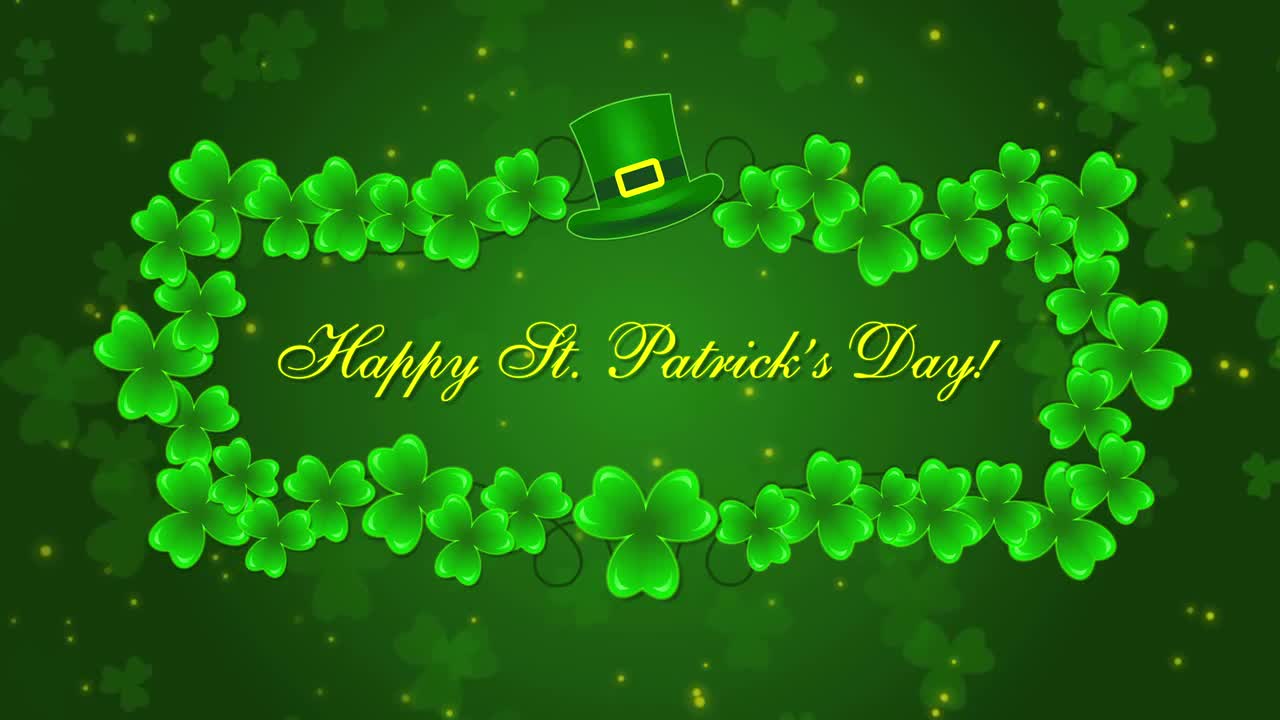 Happy St. Patrick's Day With Shamrocks Stock Motion Graphics Motion