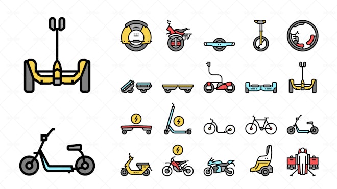 20 Personal Transport Icons - Graphics | Motion Array