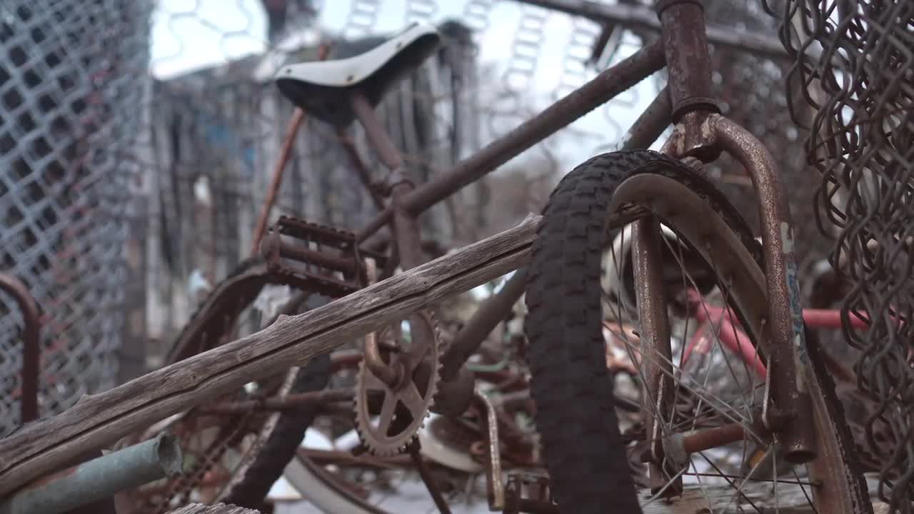 Bike In A Junkyard Stock Video Motion Array