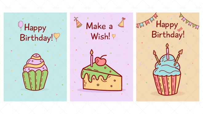 3 Happy Birthday Greeting Cards - Graphics | Motion Array