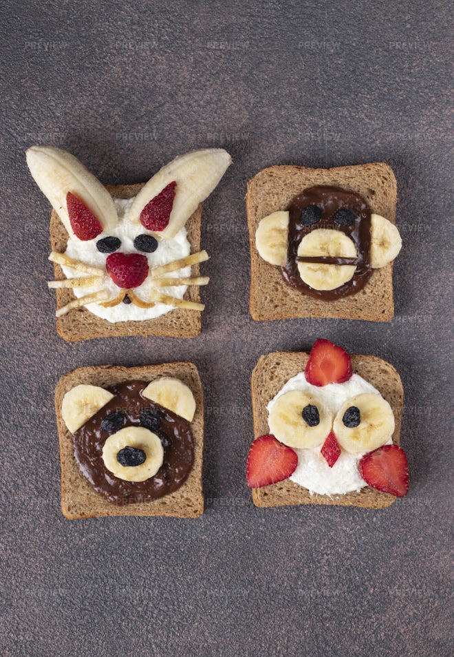 Sweet Toasts Shape Animals For Kids - Stock Photos | Motion Array