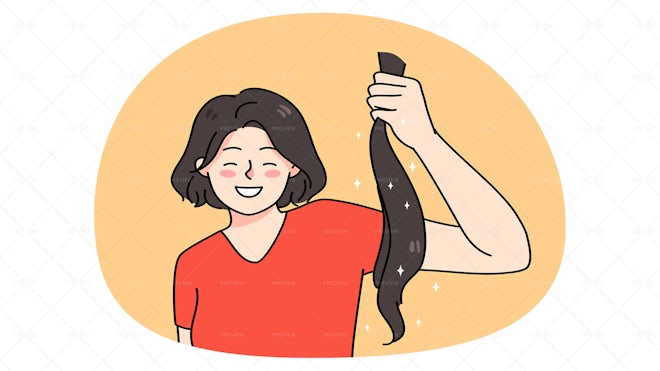 Woman Donating Her Hair - Graphics | Motion Array