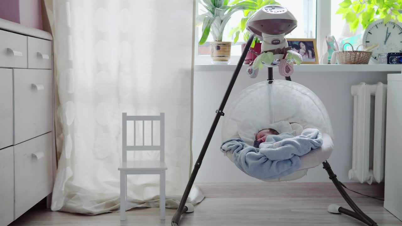 Baby Sleeping In A Cradle Stock Video Motion Array