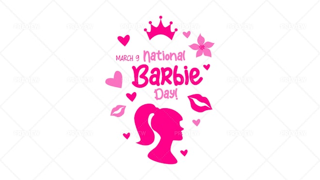 National Barbie Day March 9. Nostalgic pink barbiecore collection. Vector  illustration. Glamorous elements accessories for girl princess. Isolated  silhouette for Fashionable design. 26839312 Vector Art at Vecteezy