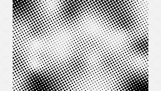 Gradient Of Halftone Black Dots On A White Background Pop Art