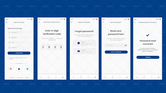 Sign In And Password Reset UI Design - Graphics | Motion Array