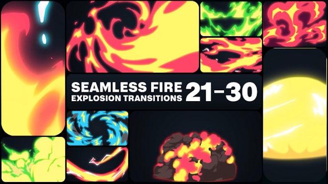 Cartoon Fire Transitions  FCPX, Elements ft. 2d & animation
