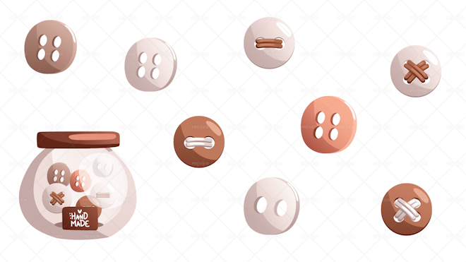 Sewing Buttons Vector Art & Graphics