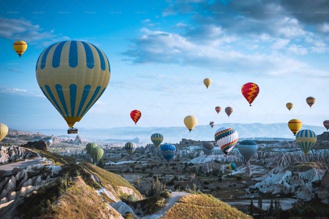 Hot Air Balloons In Cappadocia - Stock Photos | Motion Array