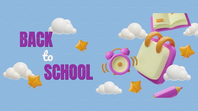 3D Back To School Banner - Graphics | Motion Array