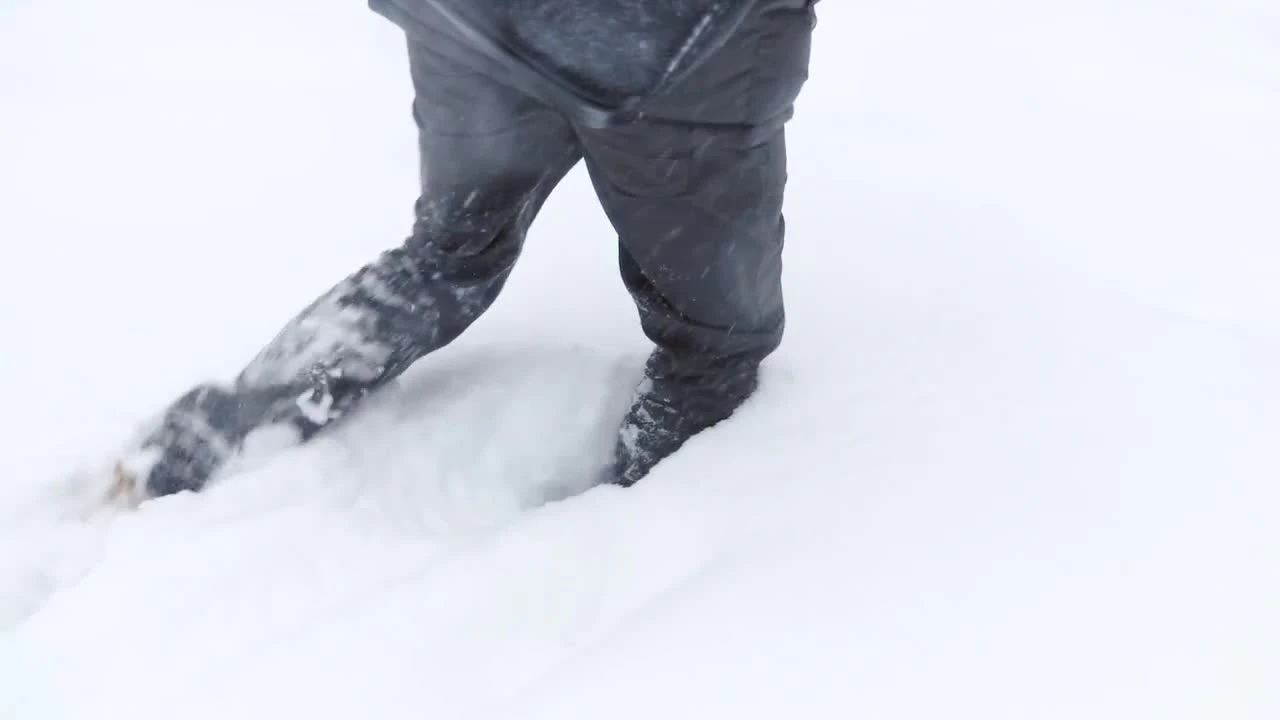 Walk In Deep Snow Walking In Deep Snow - Stock Video | Motion Array