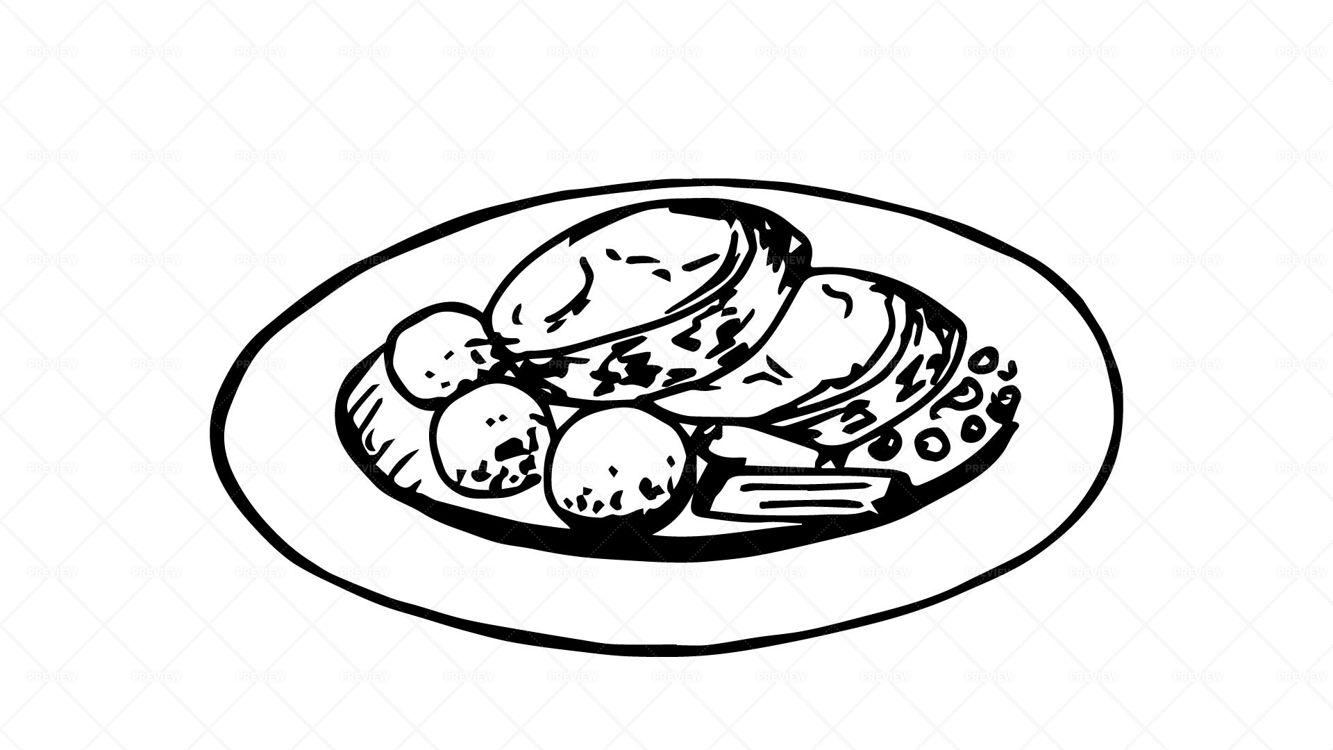 Meat steak on the plate. Hand drawing sketch engraving style vector  illustration 28003642 Vector Art at Vecteezy