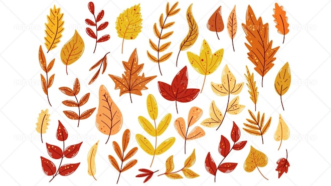 Autumn Leaves Seamless Pattern - Graphics