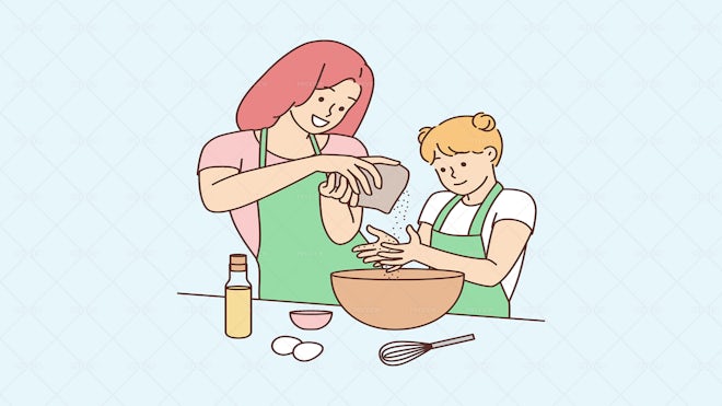 mother cooking cartoon