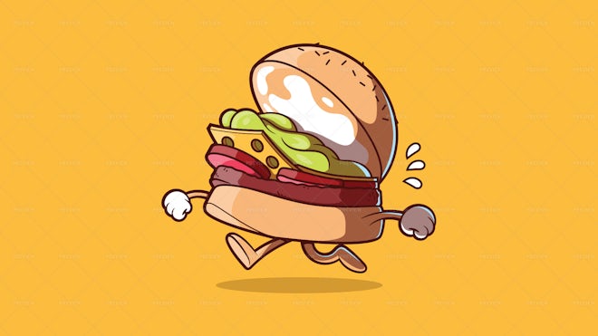 Burger Character Running - Graphics | Motion Array