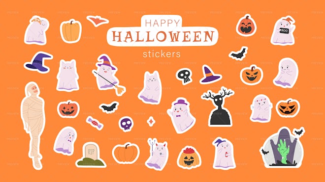 32 Halloween Stickers Illustrations - Graphics | Motion Array