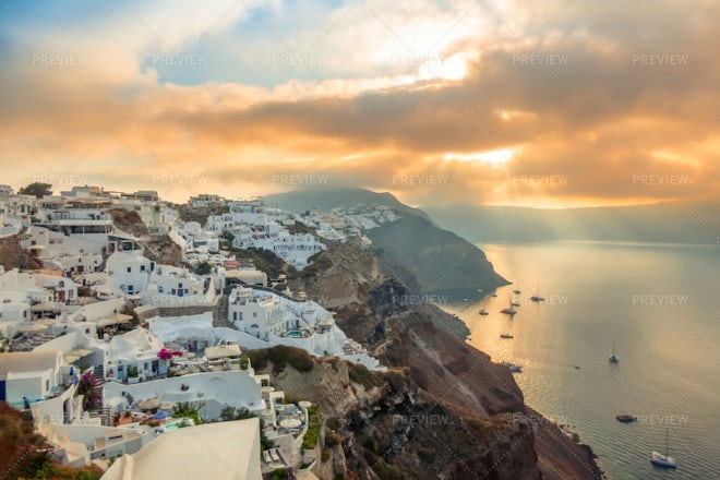 Natural Bare Rock and Mediterranean Sea View Santorini Island