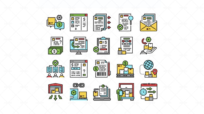 20 Procurement Process Icons - Graphics | Motion Array