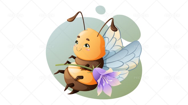 Bee Holding A Leaf Filled With Honey - Graphics