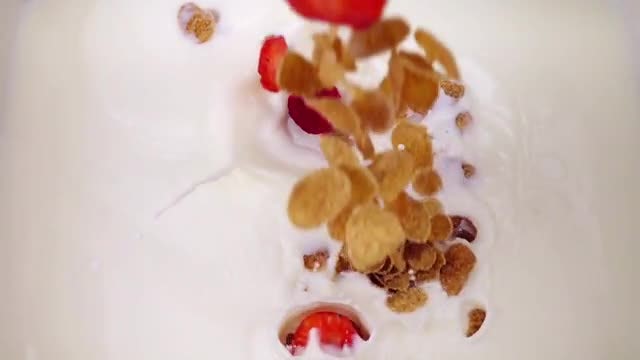 Fresh Fruits And Corn Flakes: Stock Video