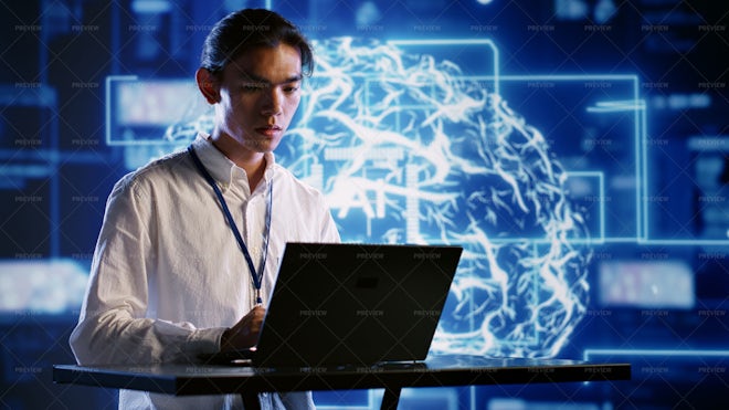 Supervisor Overseeing Ai Systems - Stock Photos 