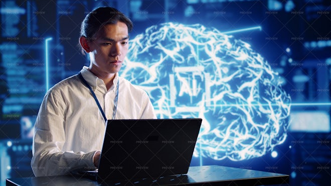 Engineer Performs Ai Simulations - Stock Photos | Motion Array