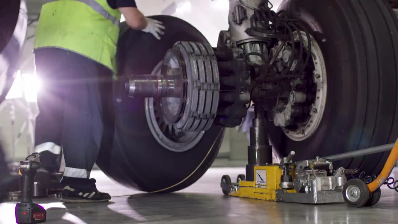 Changing Airplane Wheel Stock Video Motion Array