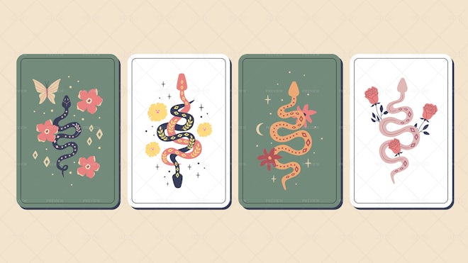 4 Magic Celestial Snake Tarot Cards - Graphics | Motion Array